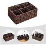 Decorative Woven Storage Basket Multi-Grid Organizer for Cosmetics and Snacks, Versatile for Office, Bathroom, and Bedroom